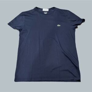 solLacoste Men's Short Sleeve T-Shirt Regular Fit Navy Blue Round Neck crocodile